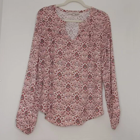 Women's Loft long sleeve paisley top with 1 sm flaw (see description) Size Large - Picture 1 of 9